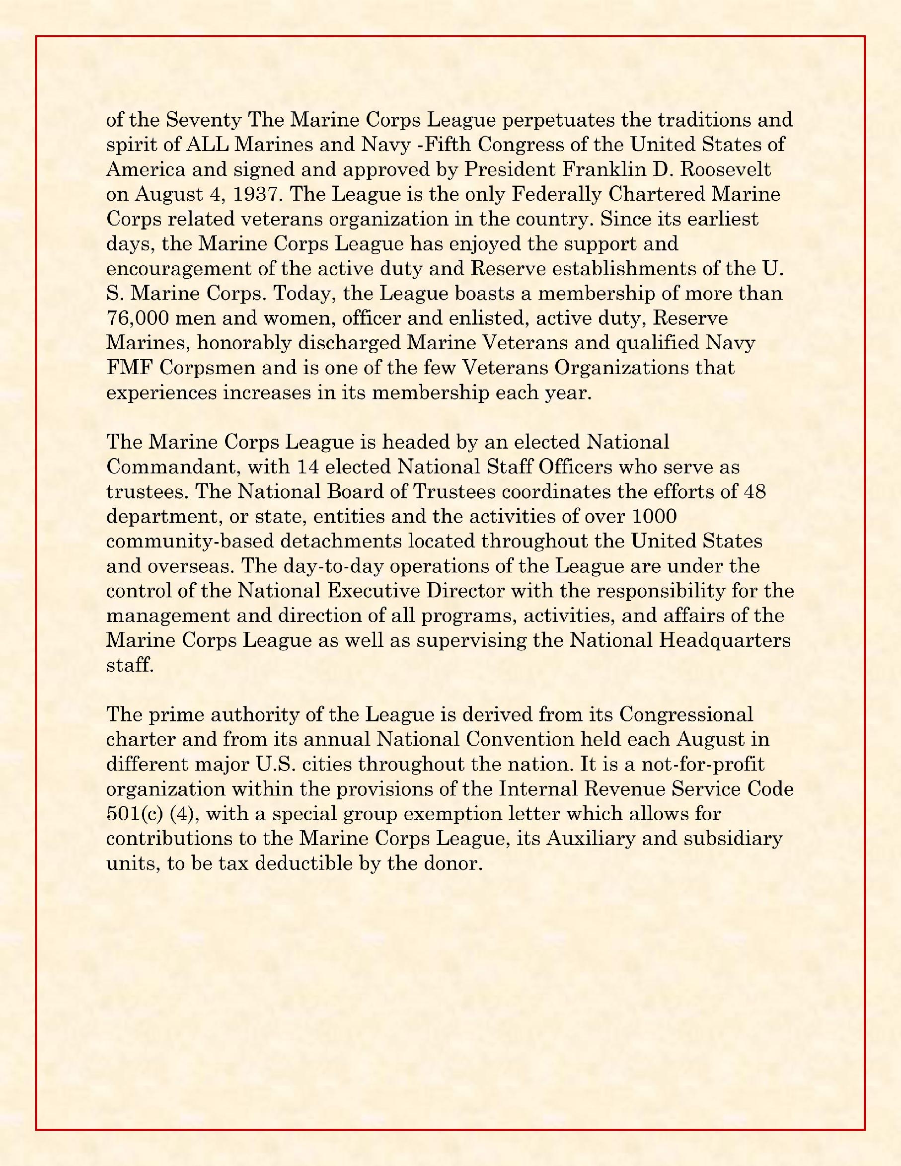 Marine corps league history