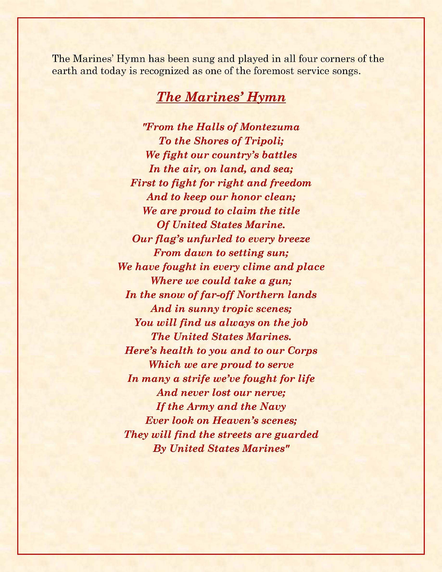 The Marines Hymn