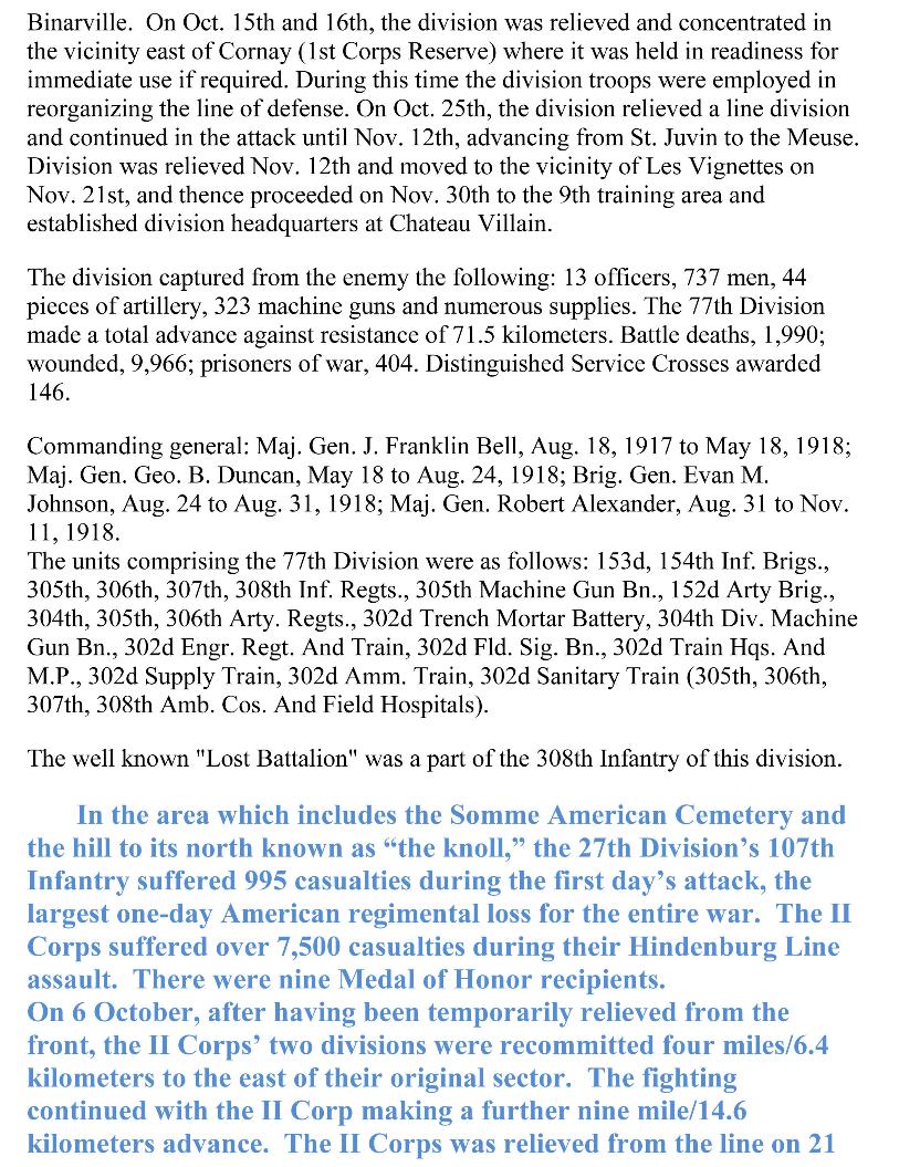Personal History of Adelbert Lamouree & 77th Div in WW1