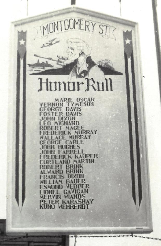 WW2 Honor Roll Montgomery Street, Saugerties, NY
