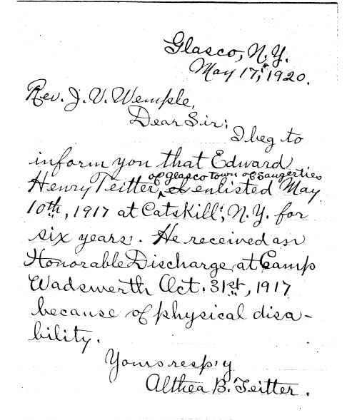 WW1 Documents, Saugerties, NY