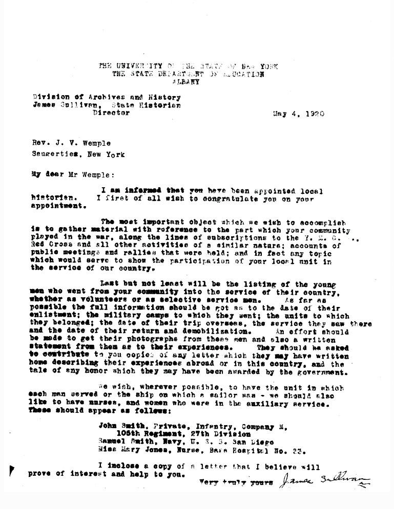 WW1 Documents, Saugerties, NY