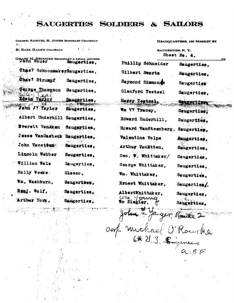 WW1 Documents, Saugerties, NY