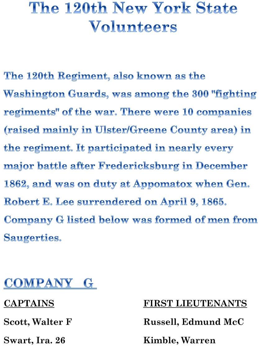 120th New York Inf Company G Roster
