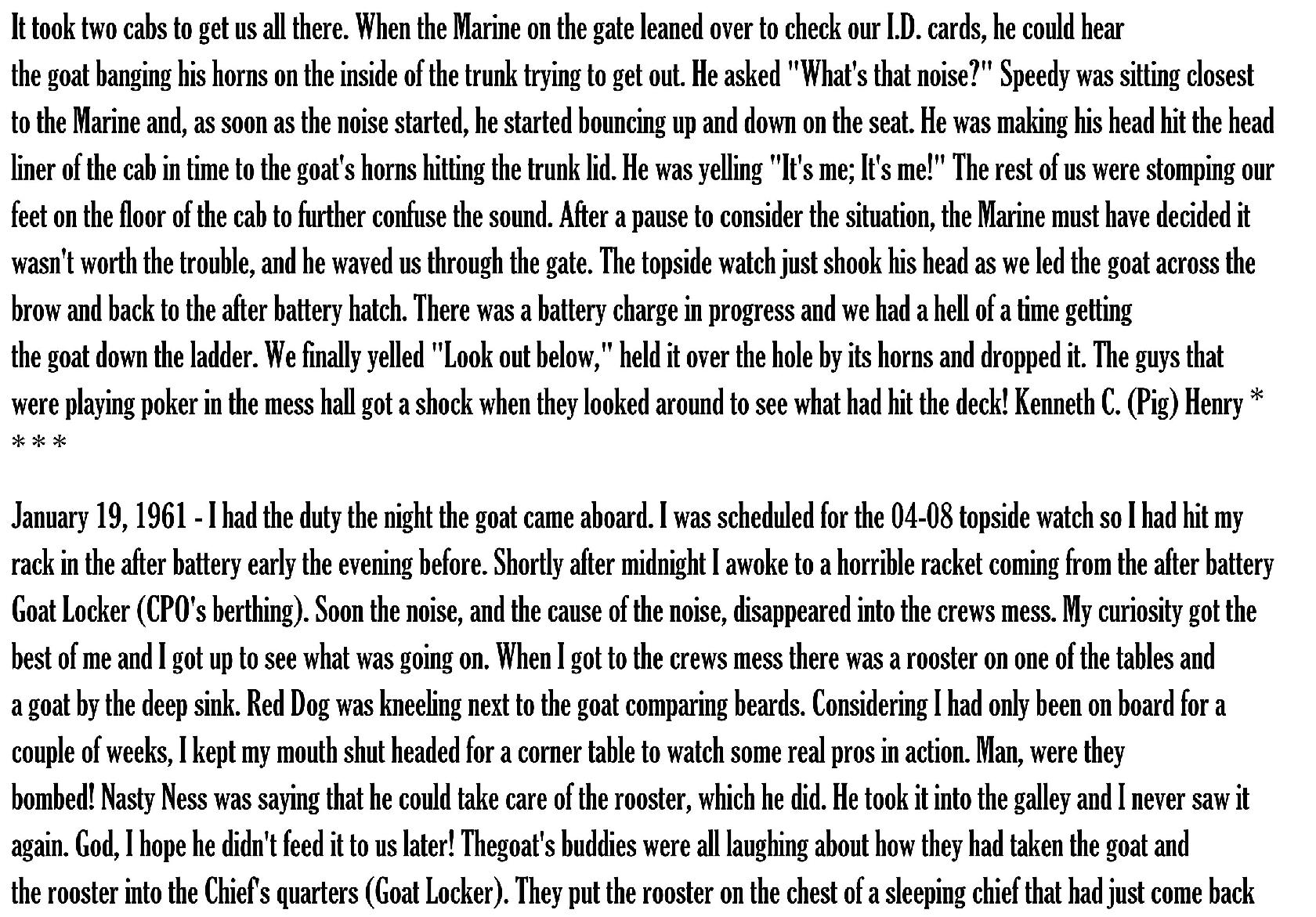 The Goat on the boat story