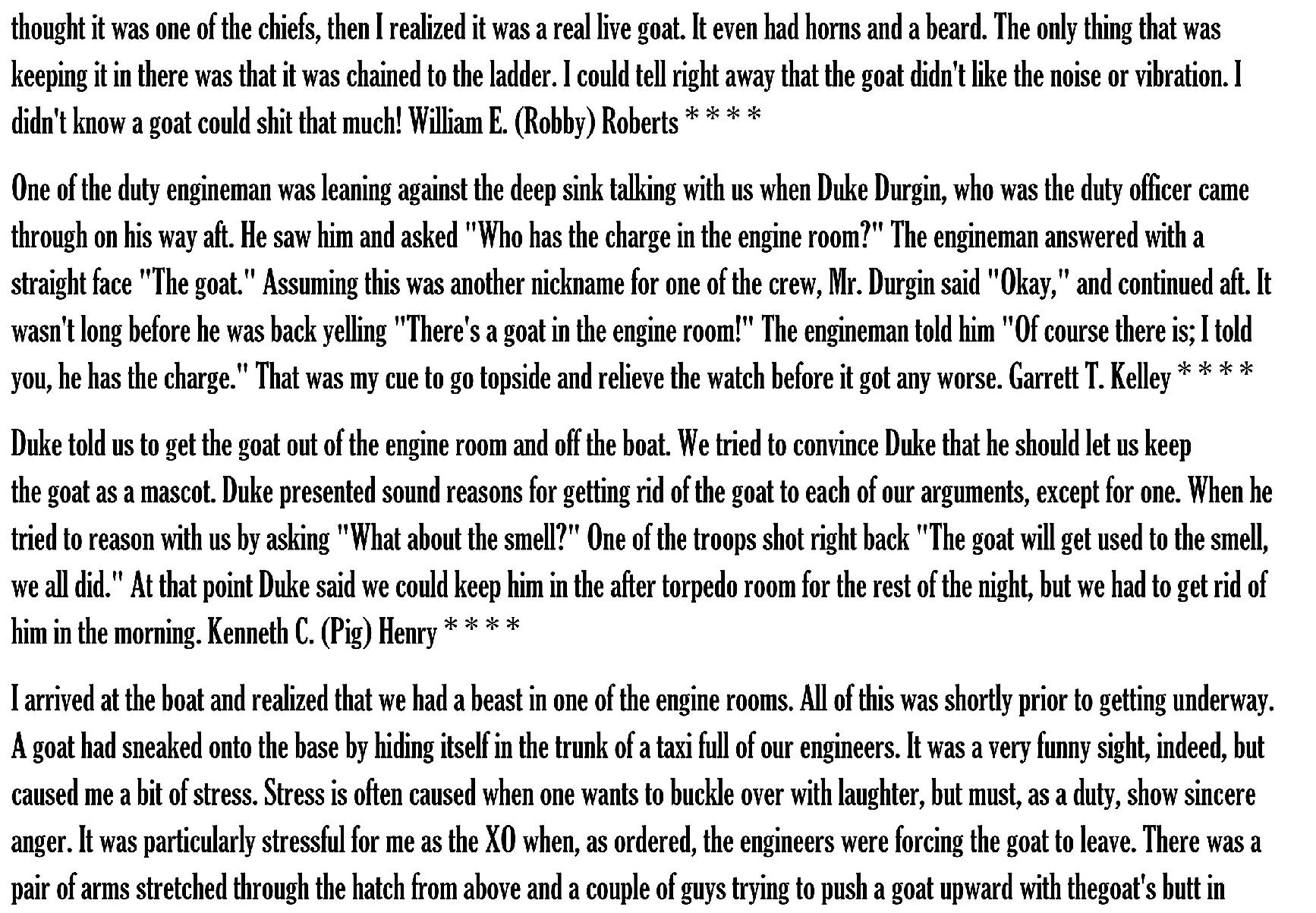 The Goat on the boat story