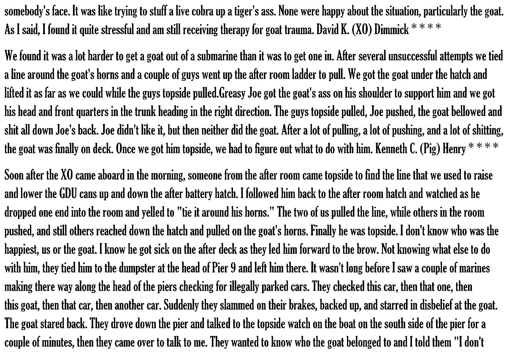 The Goat on the boat story