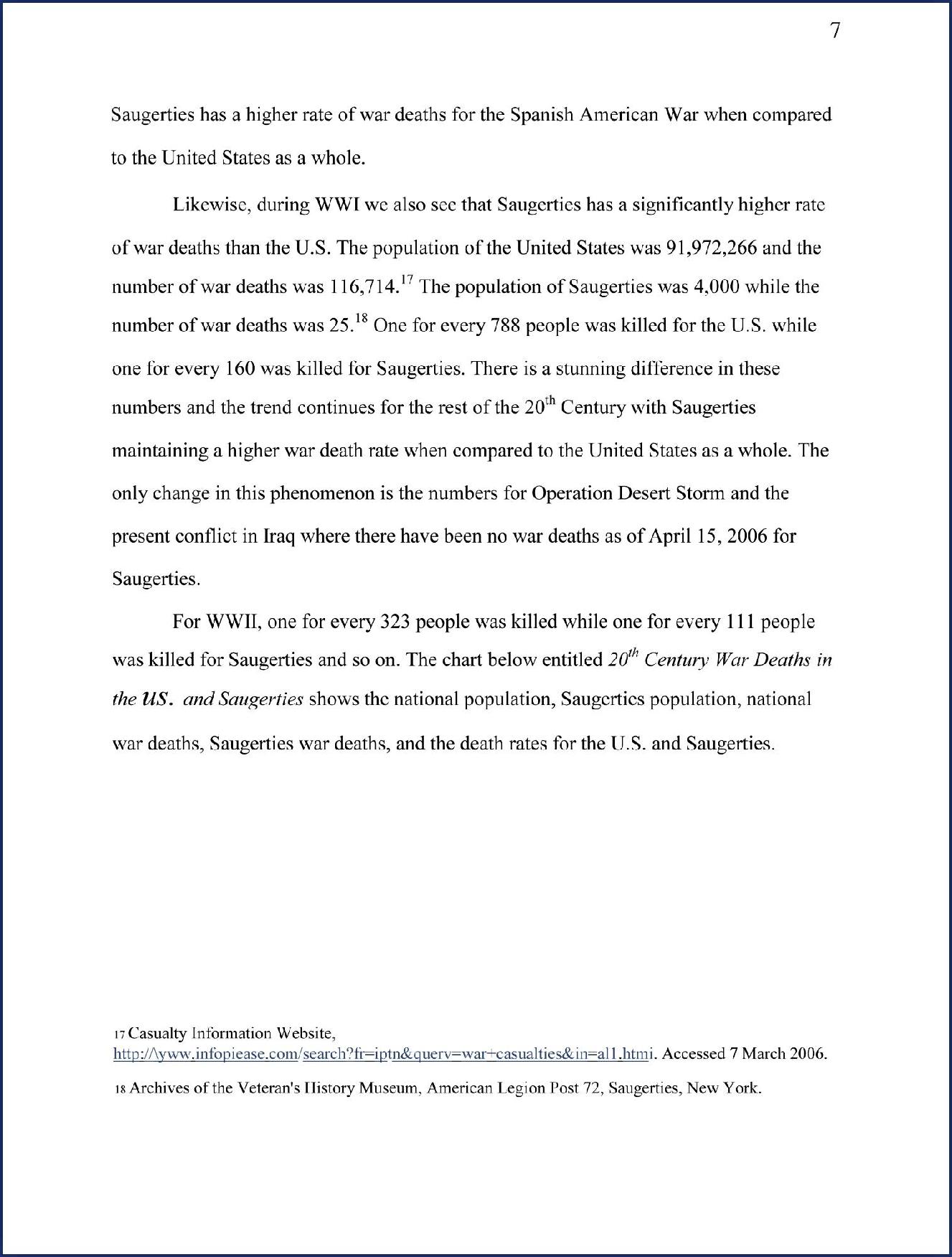 A Comparison of 20th Century War Deaths